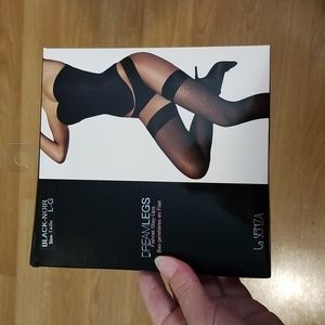 Dreamlegs fishnet stay-ups black size large EUC